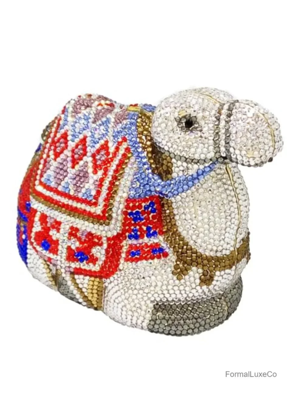 Sparkly Camel Rhinestone Clutch Purse, Faux Leather Evening Bag